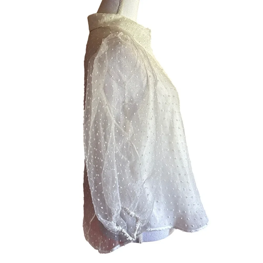 Zara White Swiss Dot Sheer Organza Top XL, romantic, feminine, coquette, classic